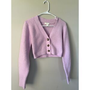 H&M pink rib-knit cropped cardigan Size XS